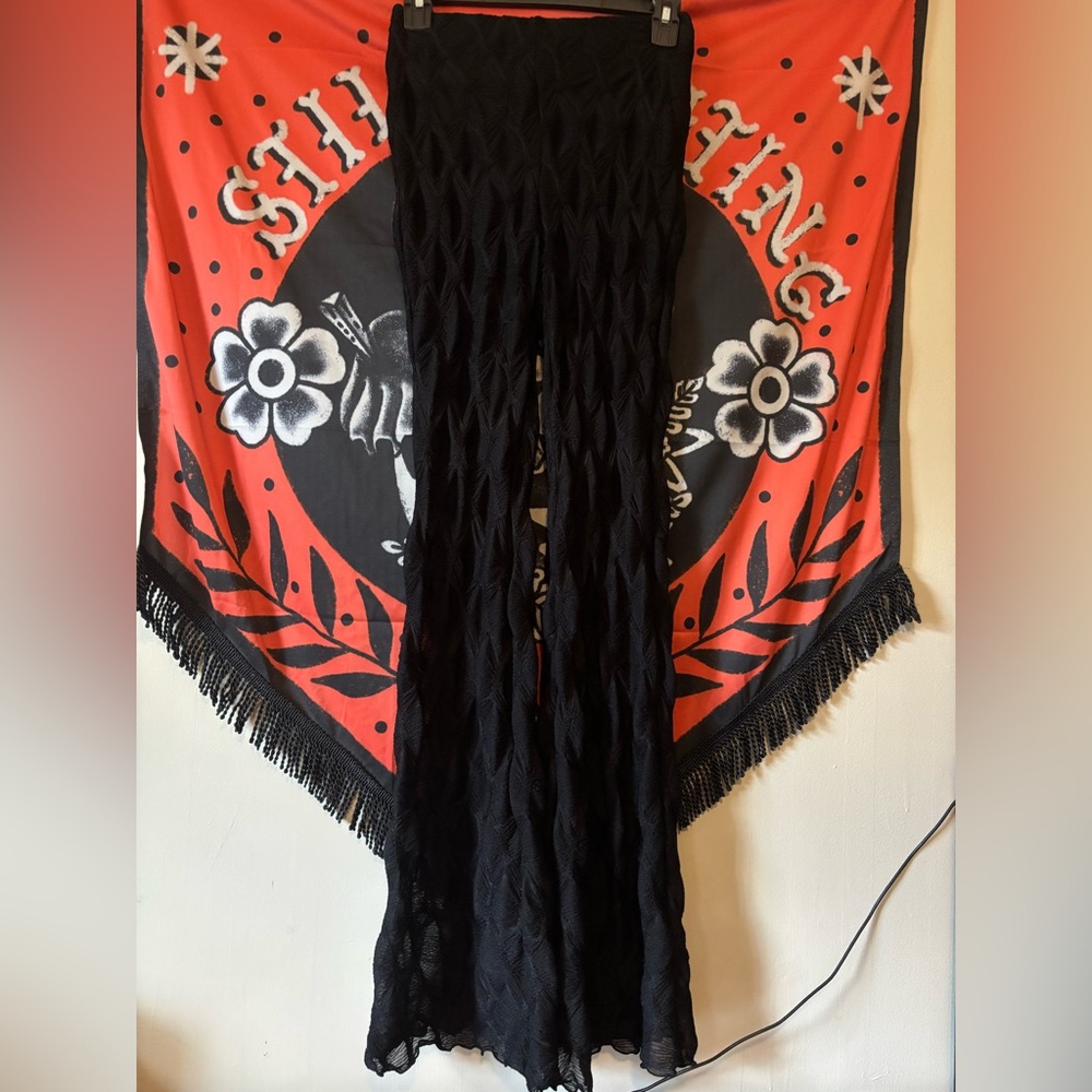 Forever 21 Elegant Black Patterned Sheer Flares